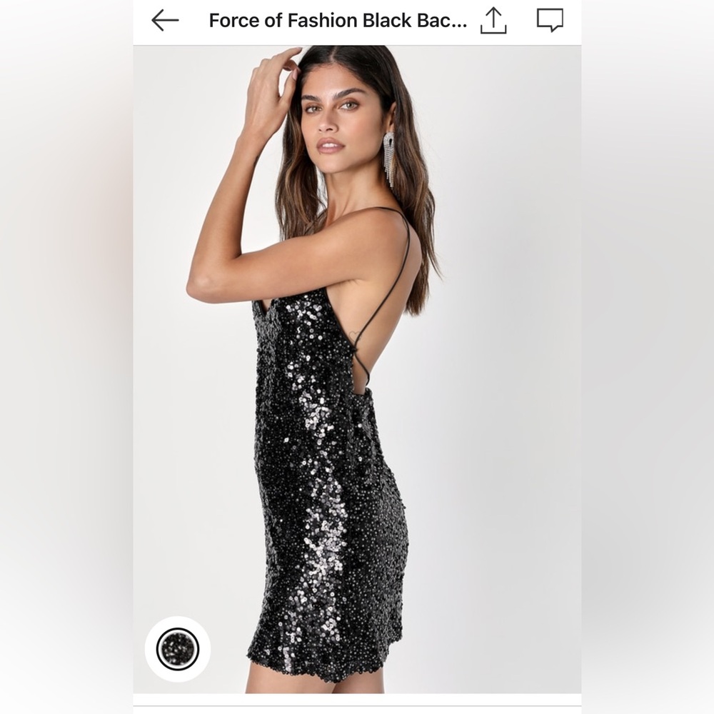 Lulu’s force of fashion black backless sequin mini dress